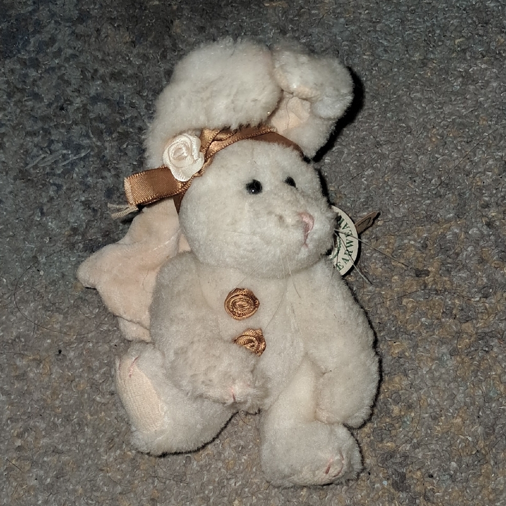 Cream Plush Bunny with Bow